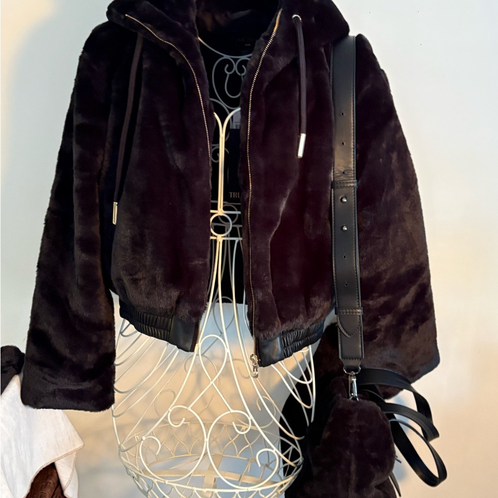 Truth NYC Black Bomber Jacket with Hood and Zipper